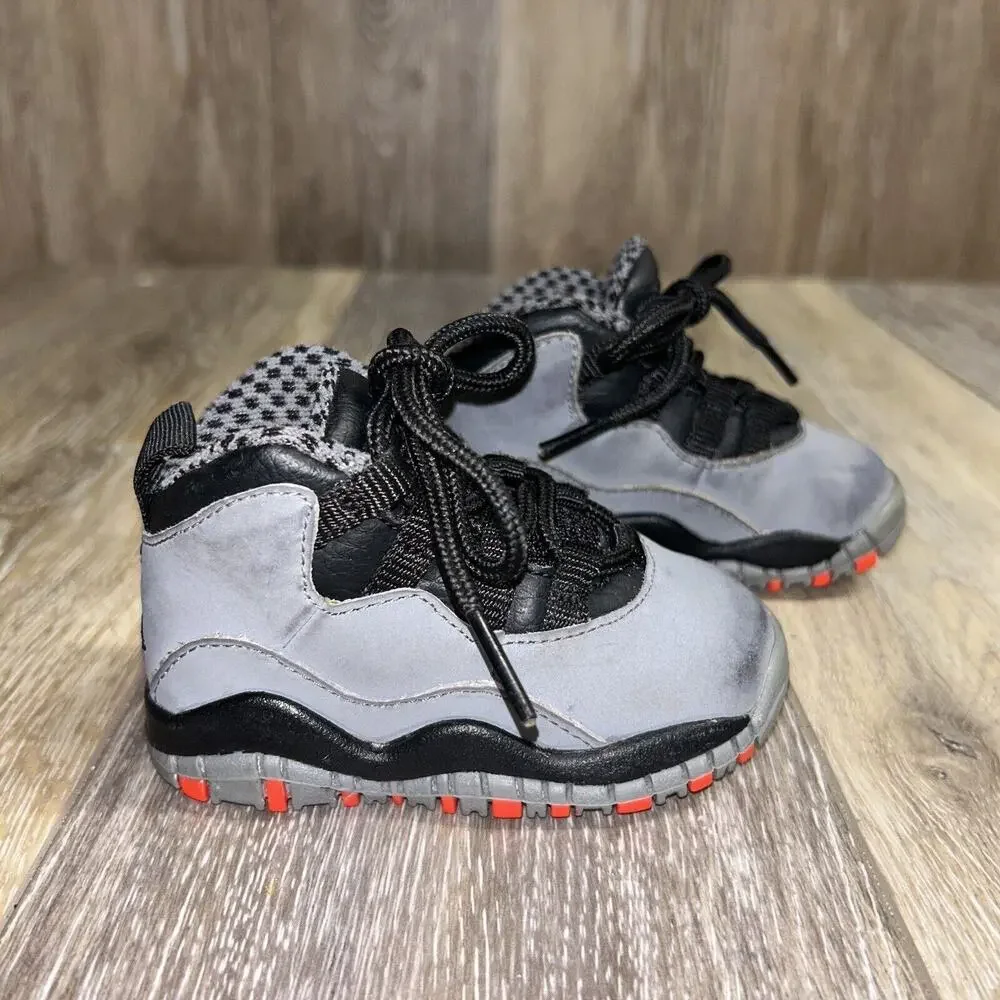 Nike Air Jordan 10 Retro 310808-023 Gray Leather Shoes Youth Toddler US Size 4C